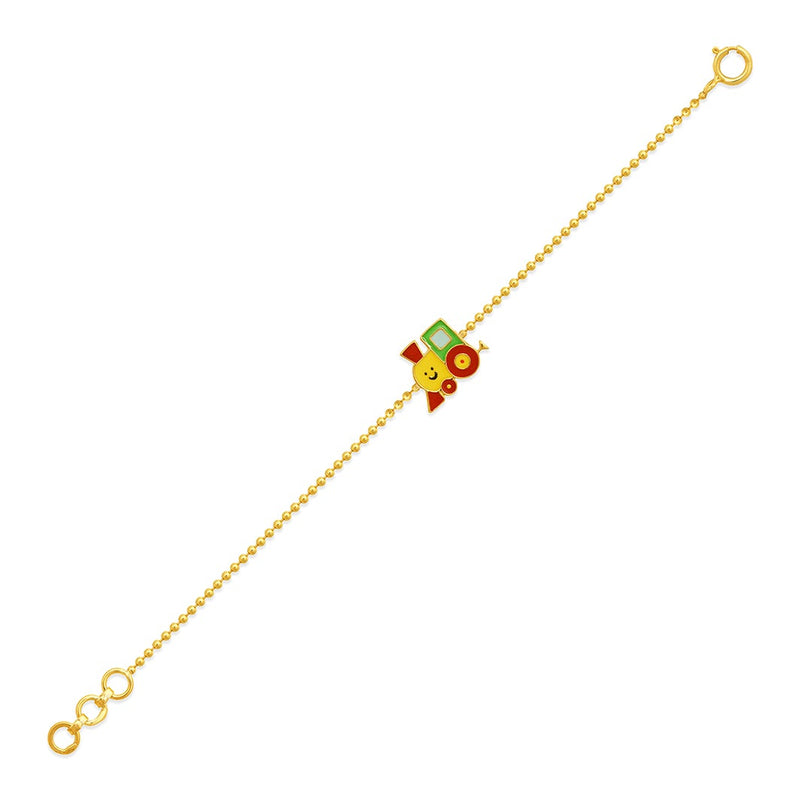 Kids Adorable Train Charm Gold Bracelet