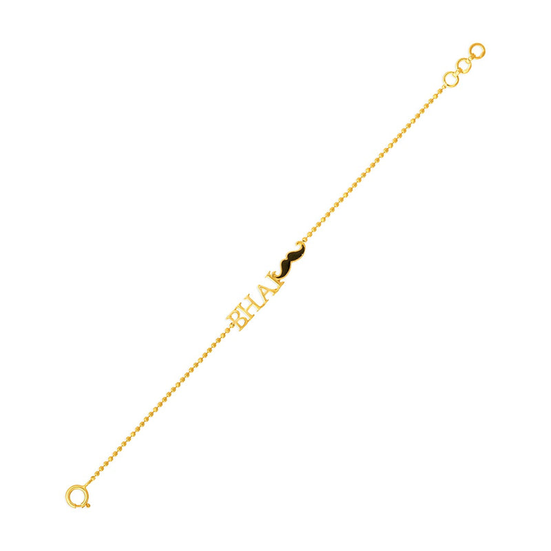 Kids Bhai with Moustache Charm Gold Bracelet