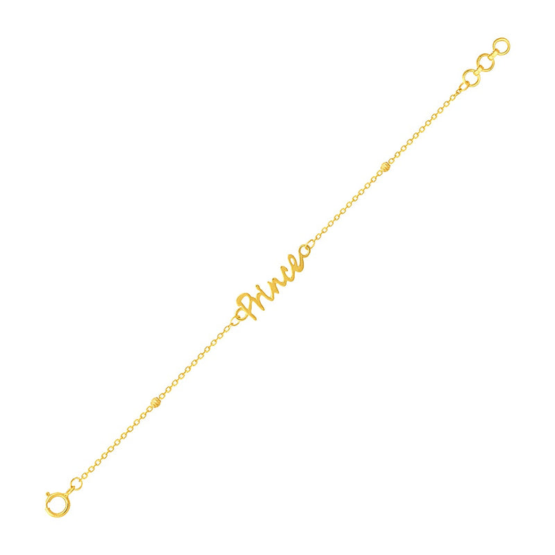 Kids Cute Prince Scripted Gold Bracelet