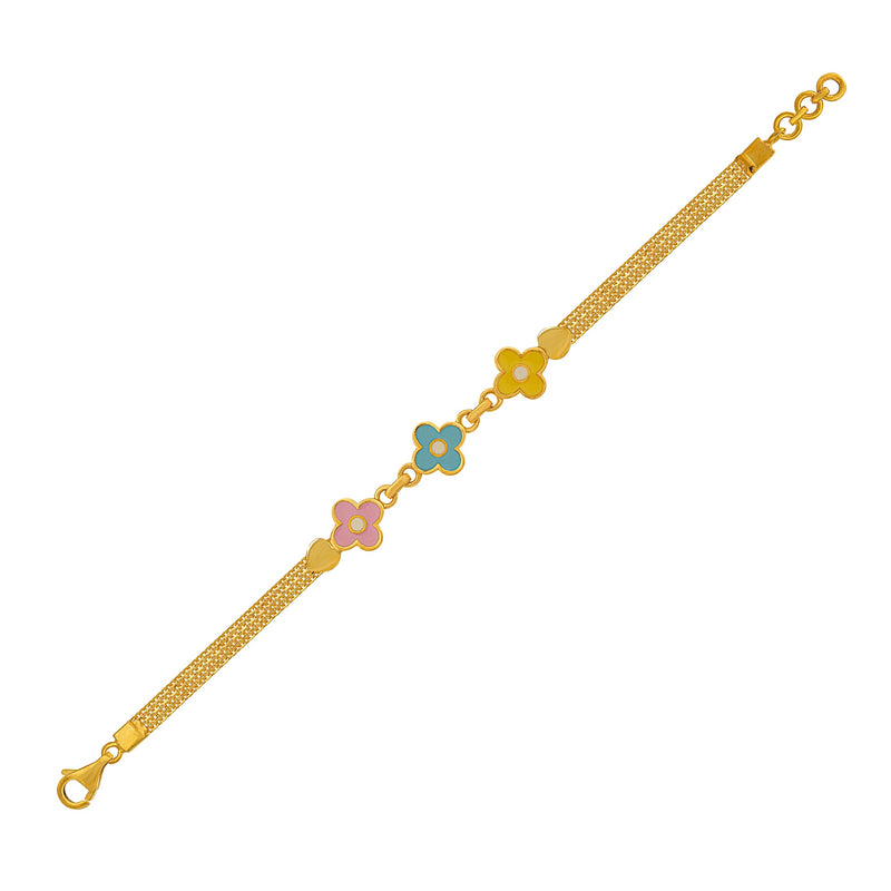 Kids Baby Chain Bracelet with three colourful Flower Charms