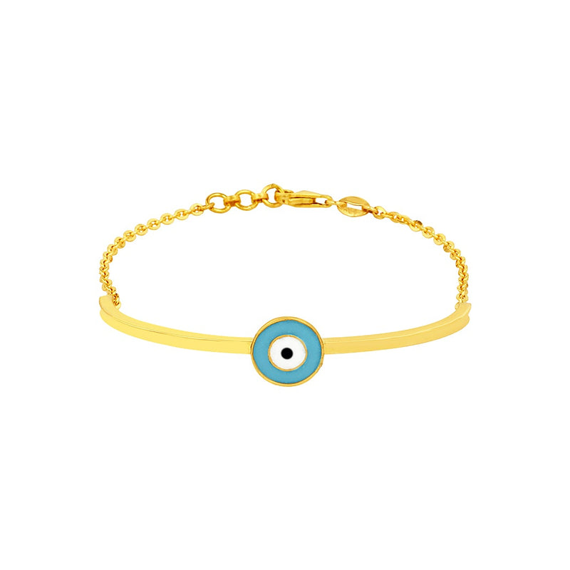 Kids Circle-shaped Blue Evil Eye Gold Kada