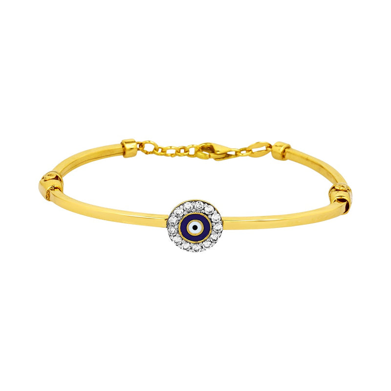 Kids Blue Evil Eye Gold Kada with Stones