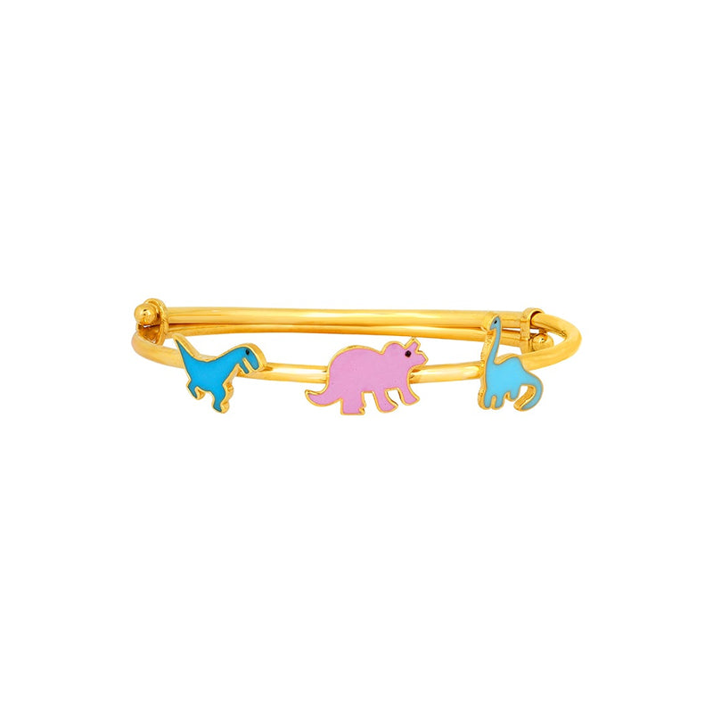 Kids Adjustable Gold Kada with Dinosaur Charms