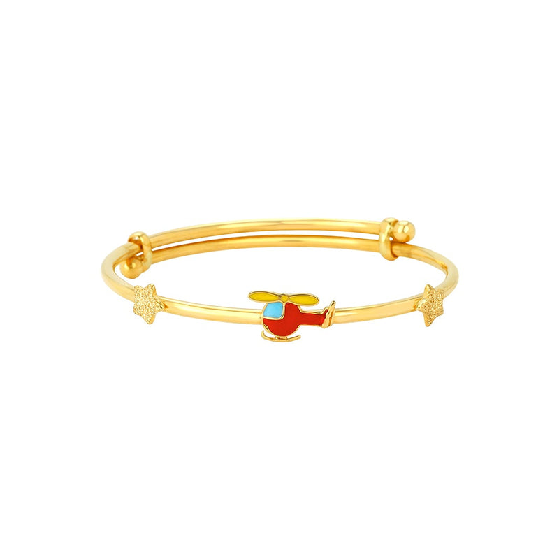 Kids Adjustable Gold Kada with Helicopter Charm