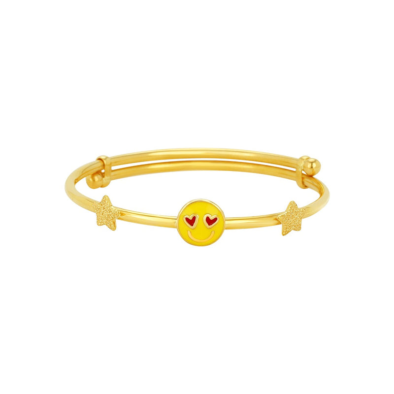 Kids Adjustable Gold Kada with Lovestruck Emoji Charm