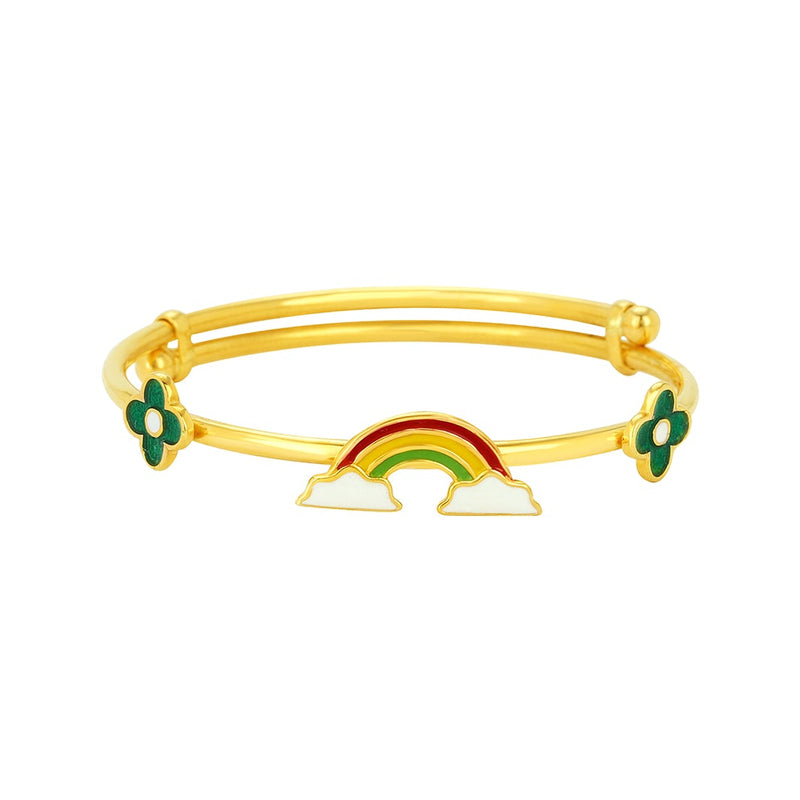 Kids Adjustable Gold Kada with Rainbow Charm