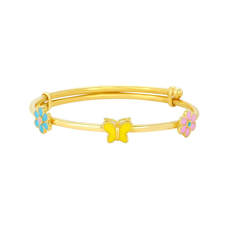 Kids Adjustable Gold Kada with Yellow Butterfly Charm