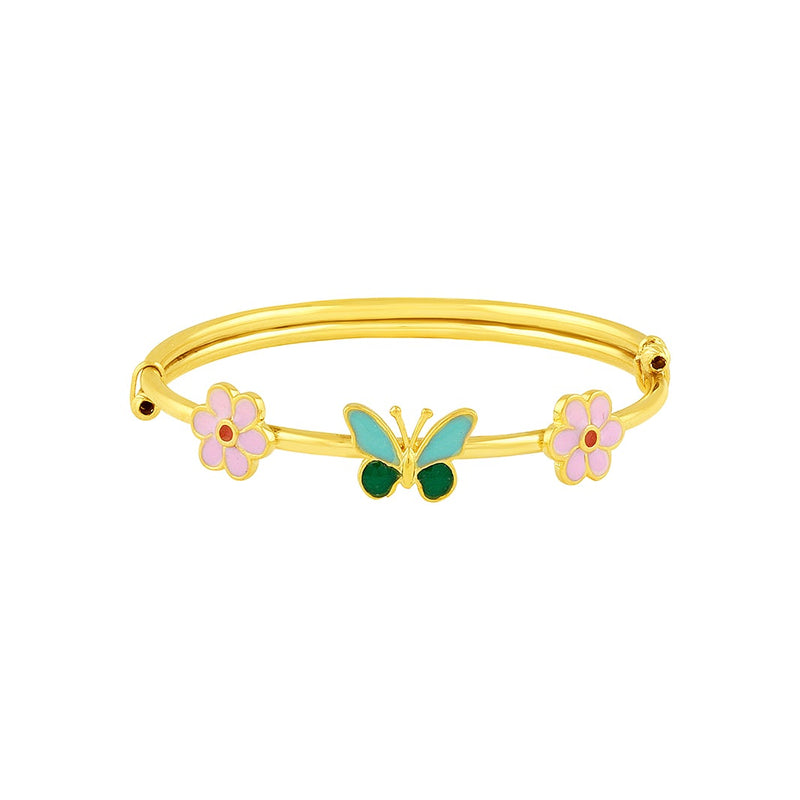 Kids Traditional Gold Kada with Green Butterfly Charm