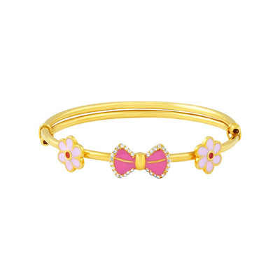 Kids Gold Kada with Pink Bow Charm