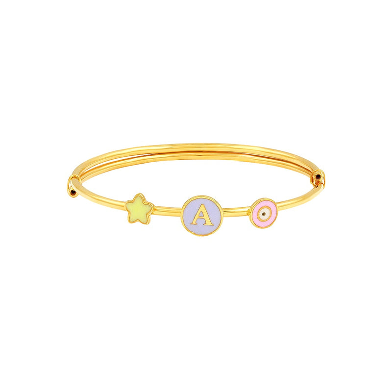 Kids Purple Initial Gold Kada