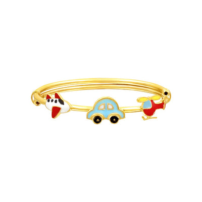 Kids Gold Kada with Means Of Transport Charms