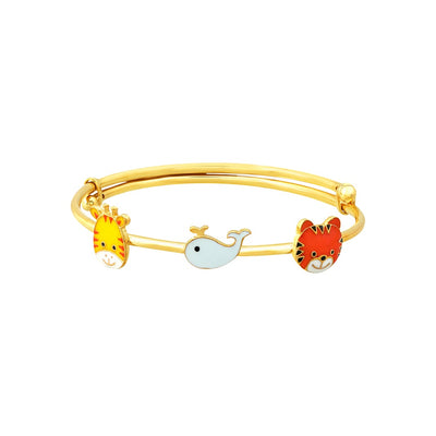 Kids Gold Kada with Three Cute Animal Charms