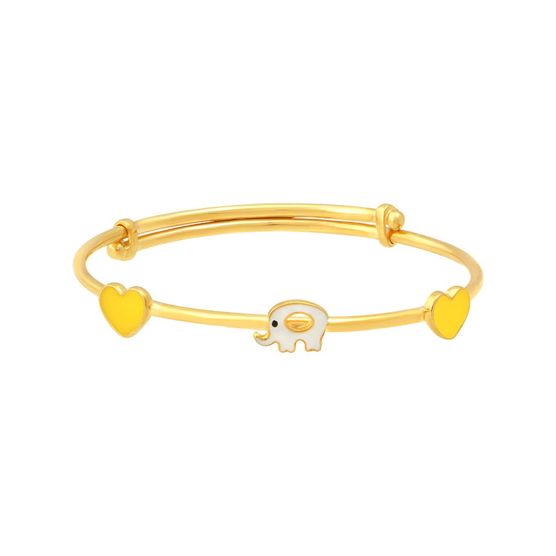 Kids Gold Kada with Grey Elephant Charm