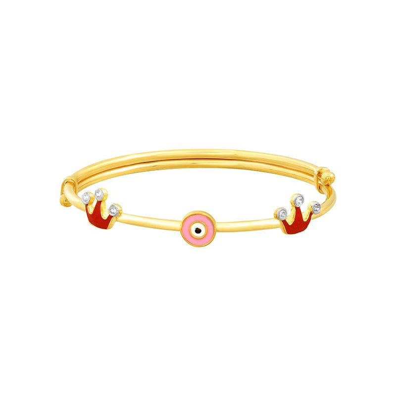 Kids Pink Evil Eye Gold Kada