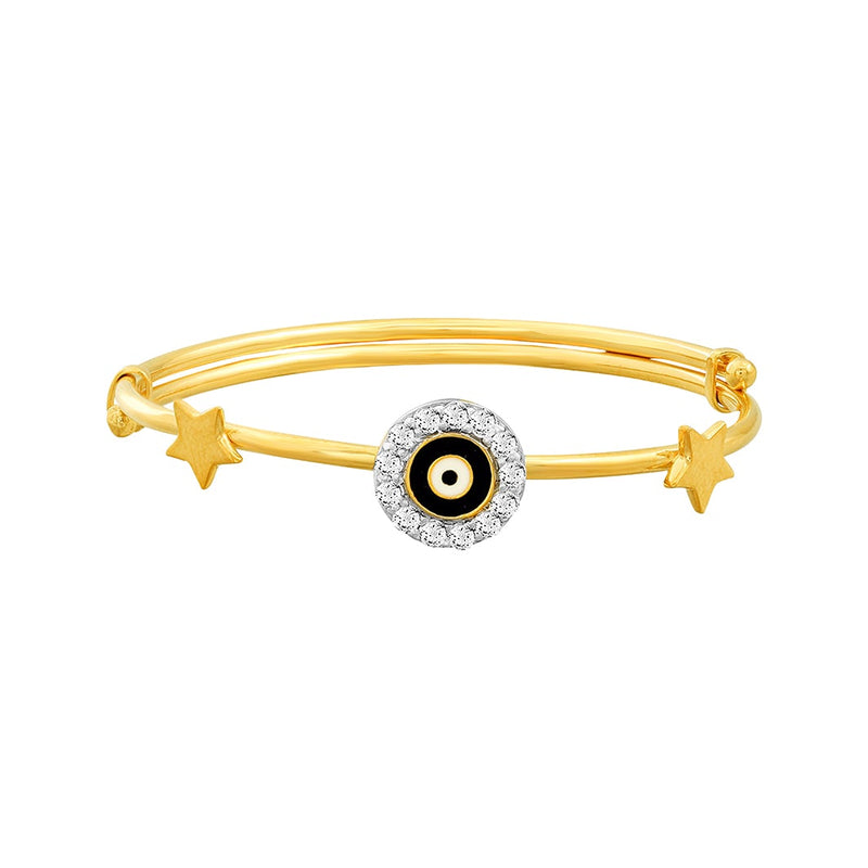 Kids Studded Black Evil Eye Gold Kada