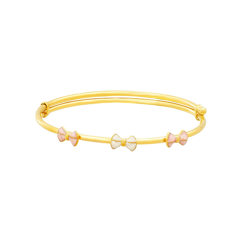 Kids Gold Kada with Three Beautiful Bow Charms