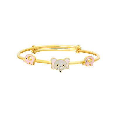 Kids Gold Kada with Three Elephant Charms