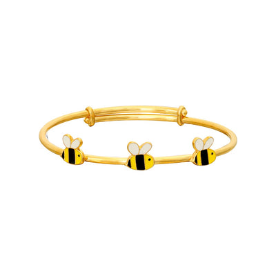 Kids Gold Kada with Three Bee Charms