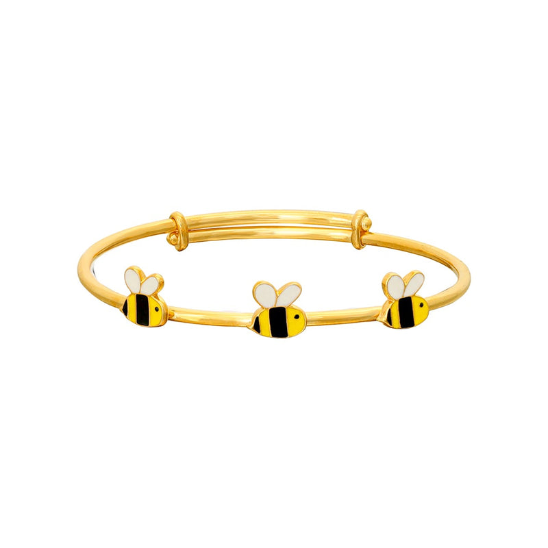 Kids Gold Kada with Three Bee Charms