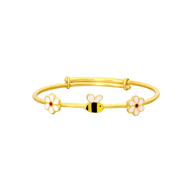 Kids Gold Kada with a Yellow Bee Charm