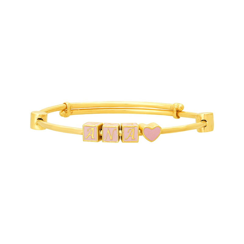 Kids Gold Kada with Name In Pink Boxes