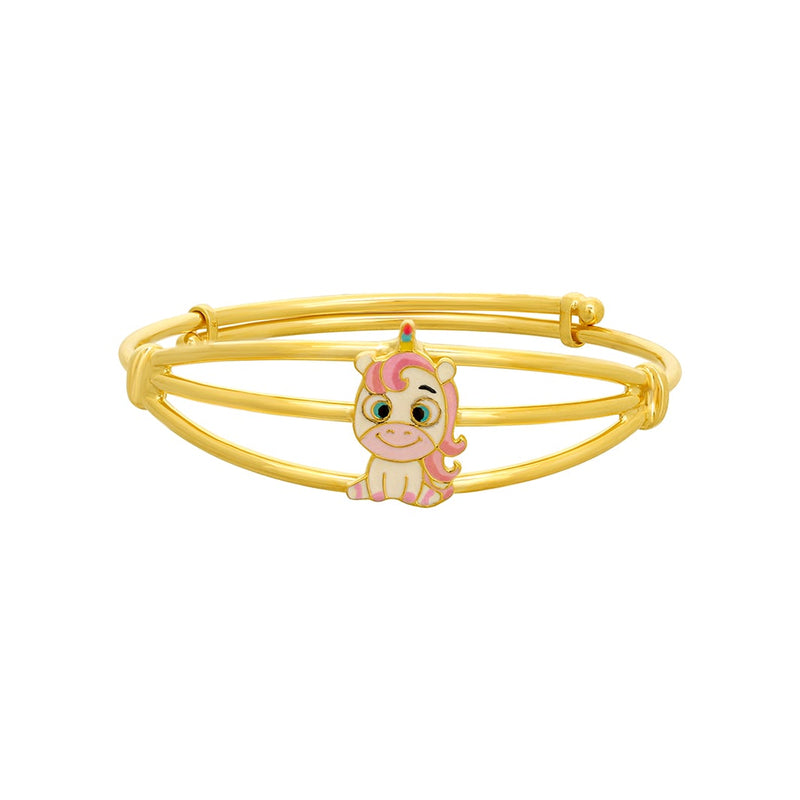 Kids Gold Kada with Happy Unicorn Charm