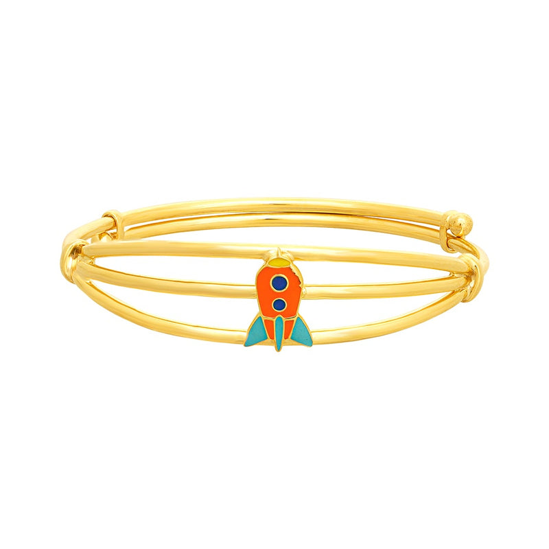 Kids Gold Kada with Orange Airplane Charm