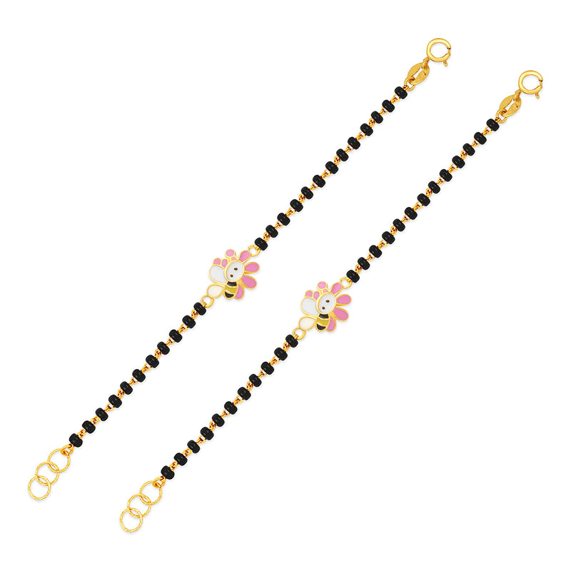 Bee On Pink Flower Baby Nazaria Gold Bracelet