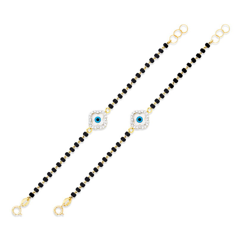 Flower-shaped Blue Evil Eye Baby Nazaria Gold Bracelet