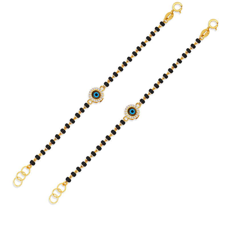 Circle-shaped Brown Evil Eye Baby Nazaria Gold Bracelet