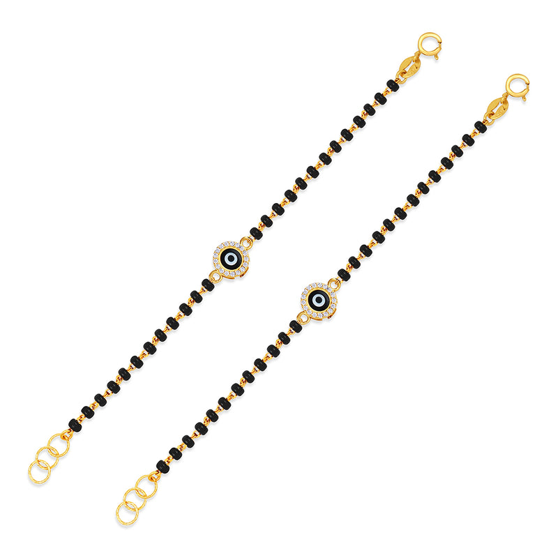 Black Circle-shaped Evil Eye Baby Nazaria Gold Bracelet