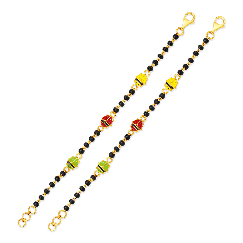 Three Colourful Beetles Baby Nazaria Gold Bracelet