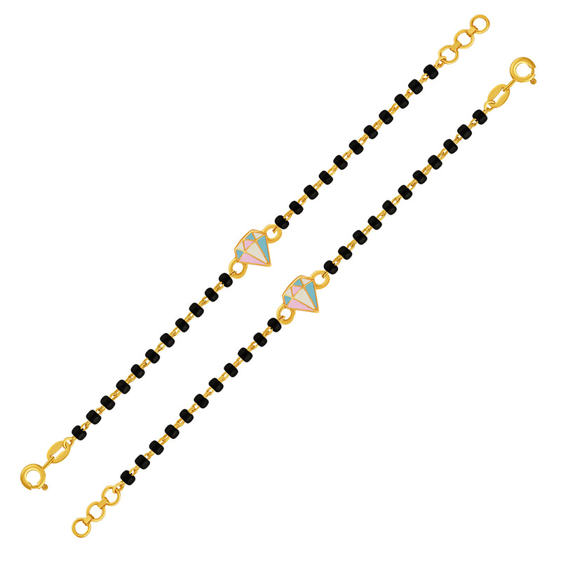 Colourful Diamond-shaped Charm Baby Nazaria Gold Bracelet