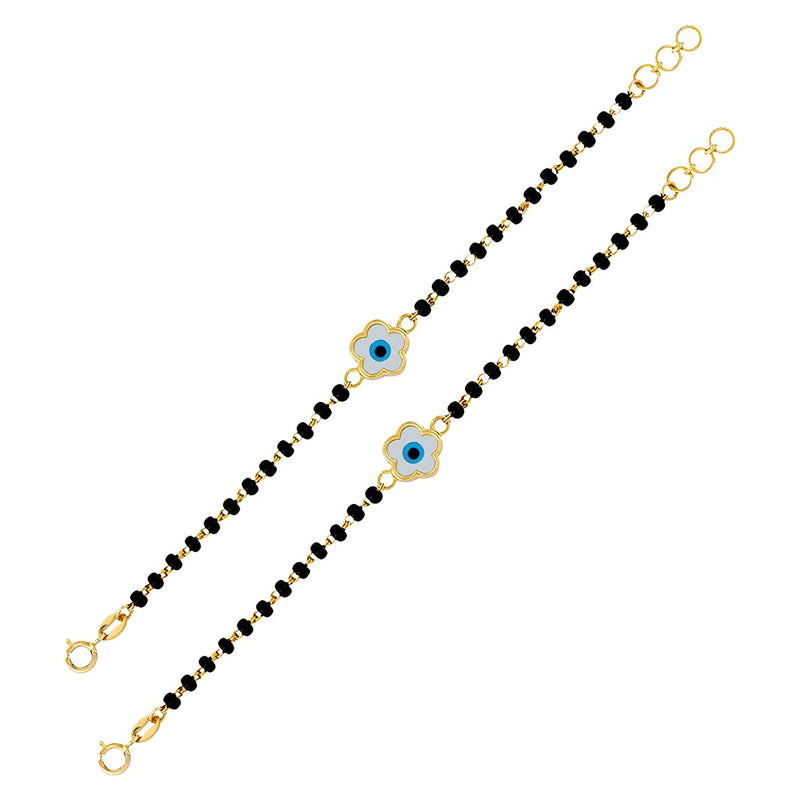 Flower-shaped White Evil Eye Baby Nazaria Gold Bracelet