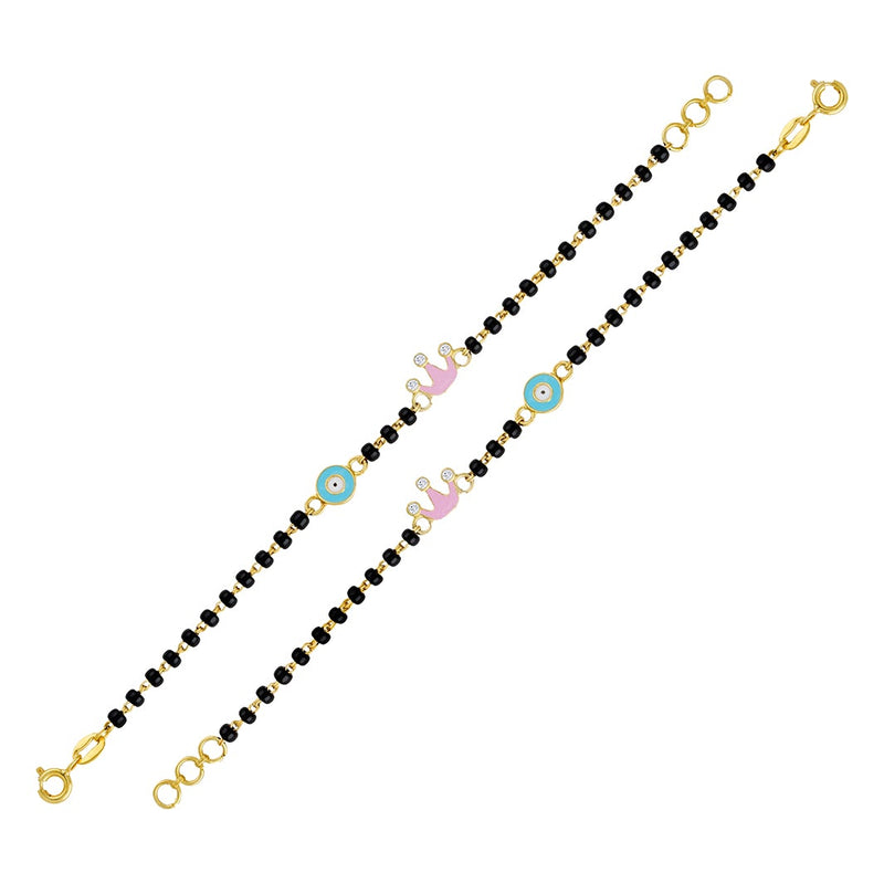 Pink and Blue Charms Baby Nazaria Gold Bracelet