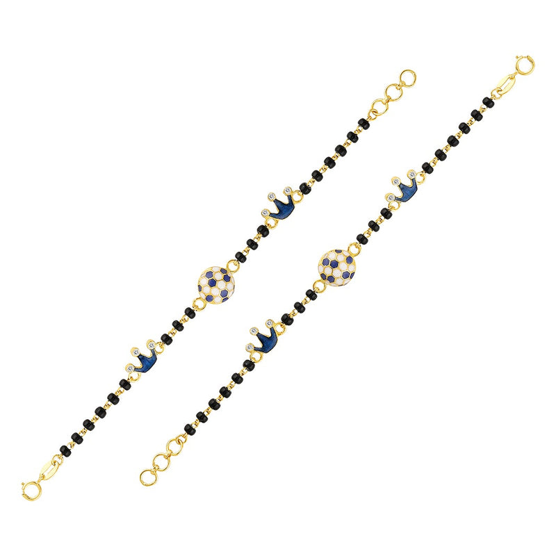 Blue Football and Crown Baby Nazaria Gold Bracelet