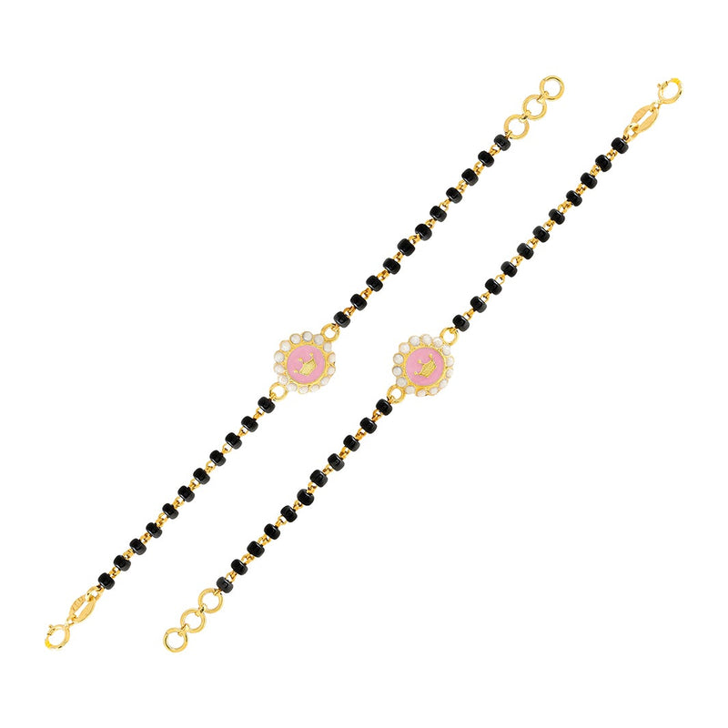 Pink Flower with Crown Baby Nazaria Gold Bracelet