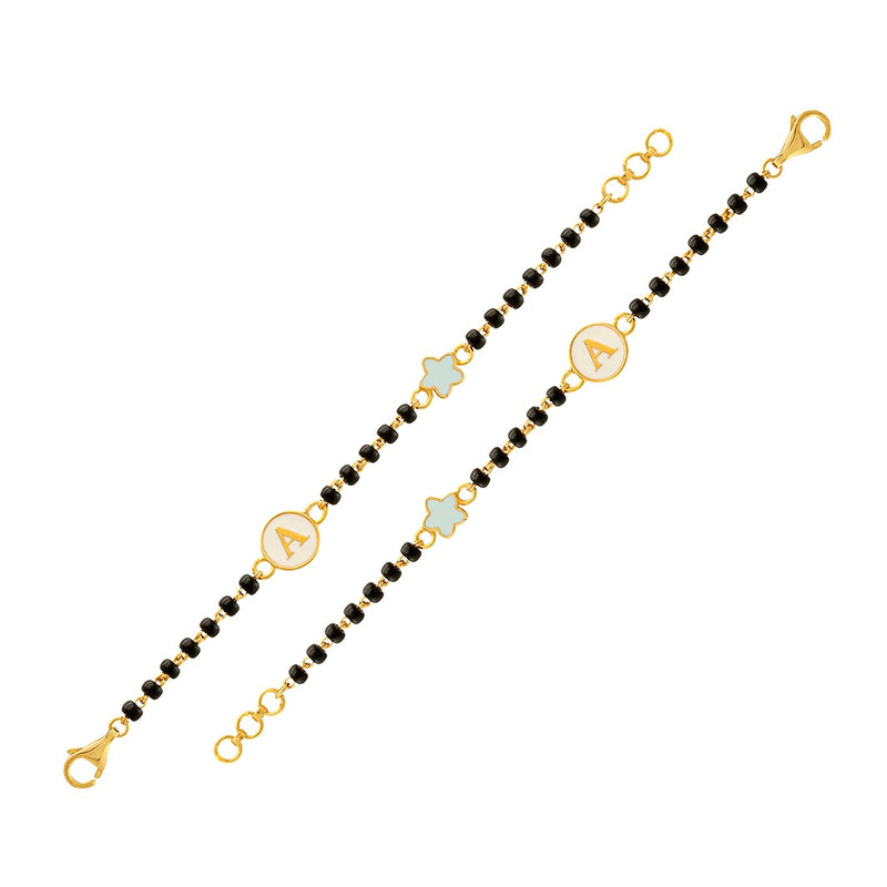 Initial and Blue Flower Baby Nazaria Gold Bracelet