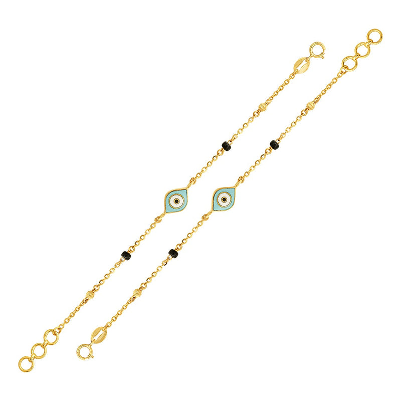 Sea Green Evil Eye Baby Nazaria Gold Bracelet