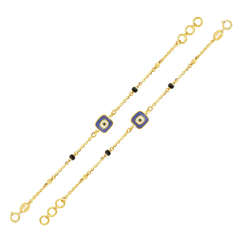 Square-shaped Evil Eye Baby Nazaria Gold Bracelet