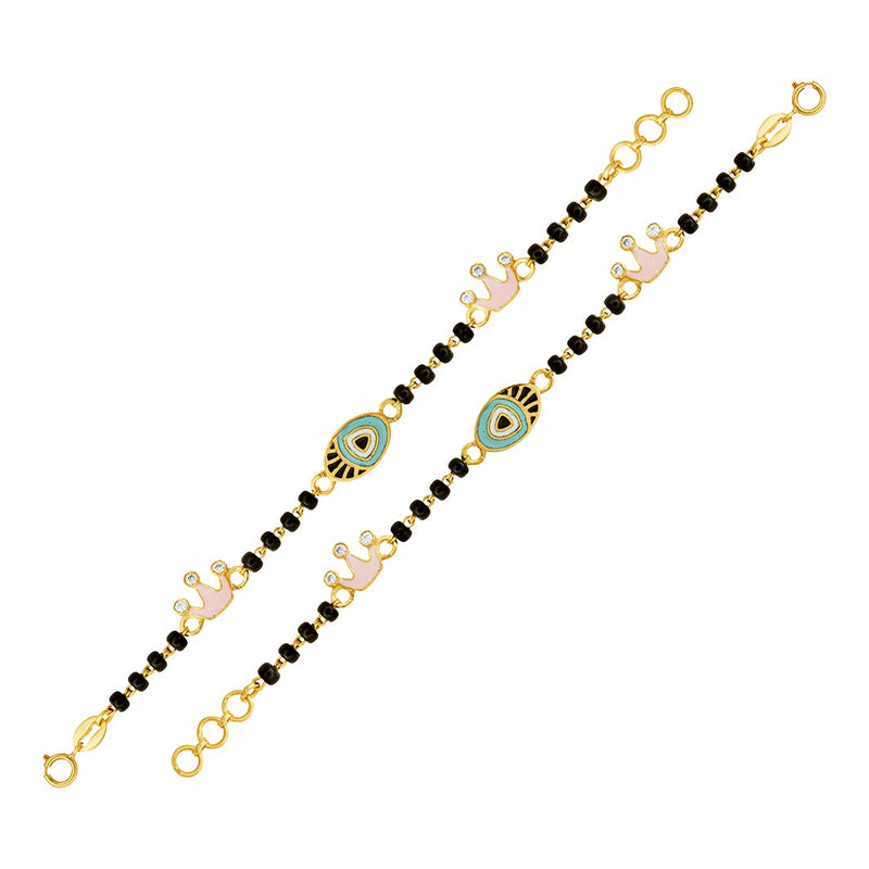 Evil Eye & Pink Crowns Baby Nazaria Gold Bracelet