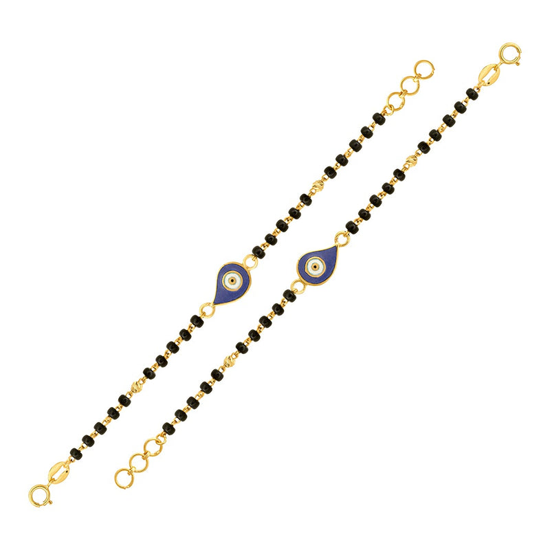 Dark Blue Evil Eye Baby Nazaria Gold Bracelet