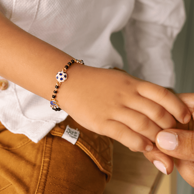 Blue Football and Crown Baby Nazaria Gold Bracelet