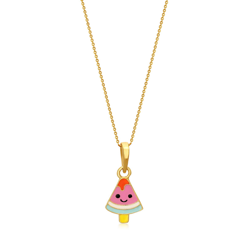 Kids Cute Watermelon Candy Gold Pendant with Chain