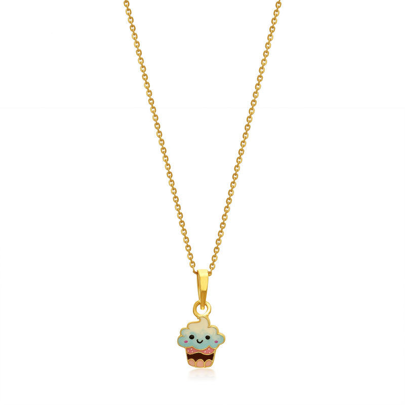 Kids Cute Cupcake Gold Pendant with Chain