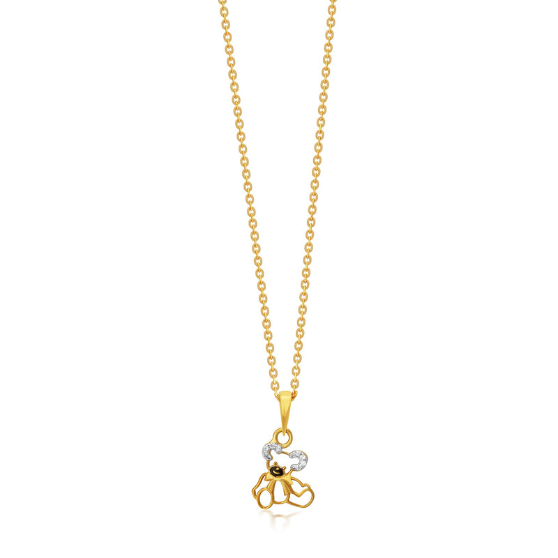 Kids Cute Teddy Bear Gold Pendant with Chain