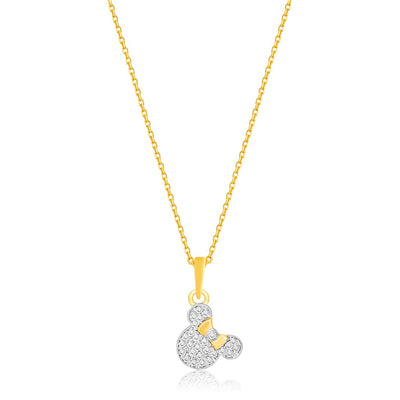 Kids Mickey Mouse Studded Gold Pendant with Chain