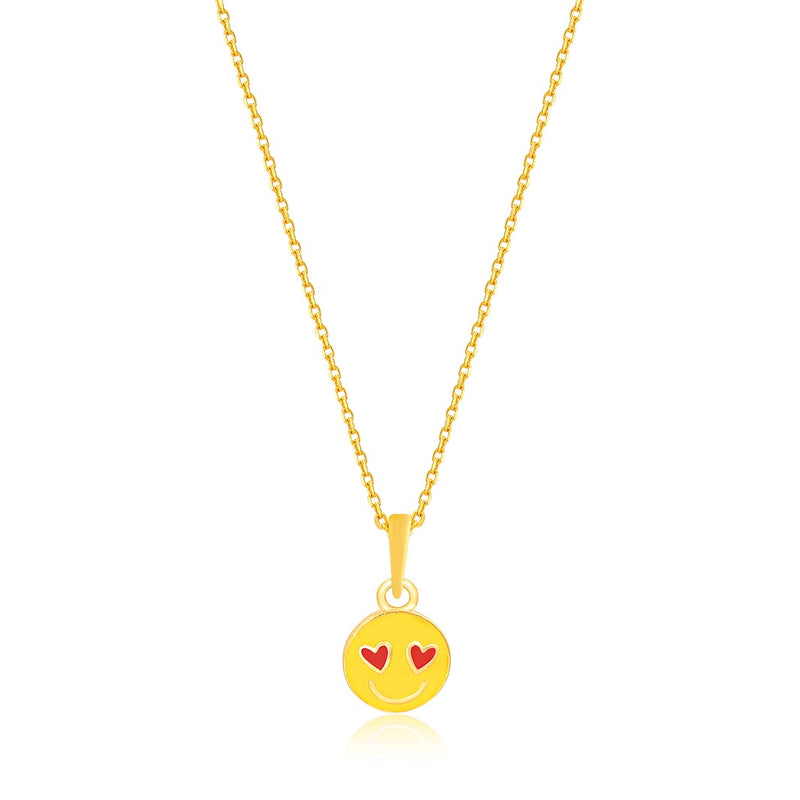 Kids Lovestruck Emoticon Gold Pendant with Chain