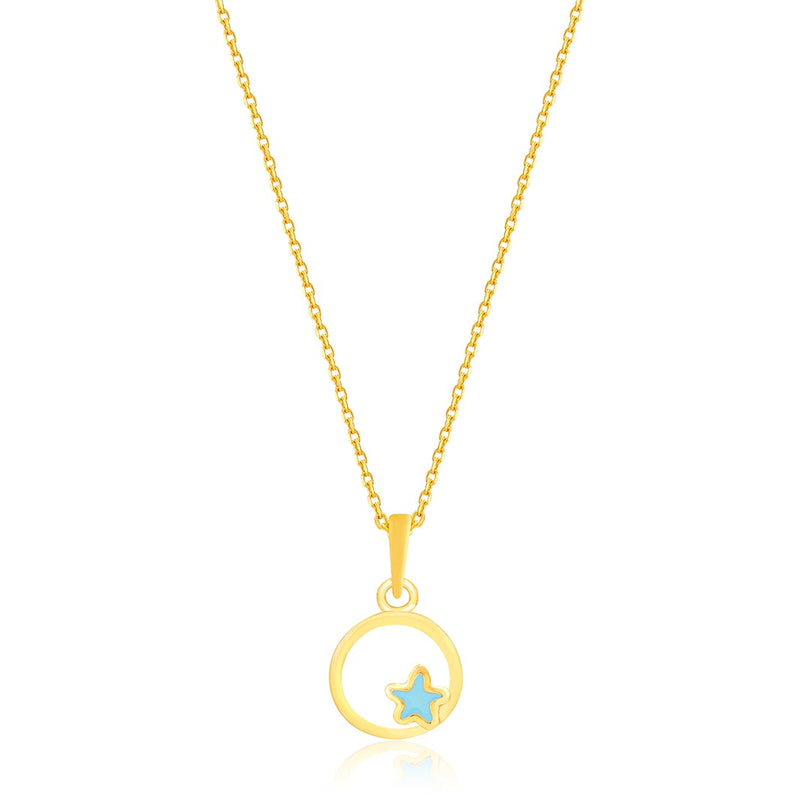 Kids Cute Blue Star Gold Pendant with Chain