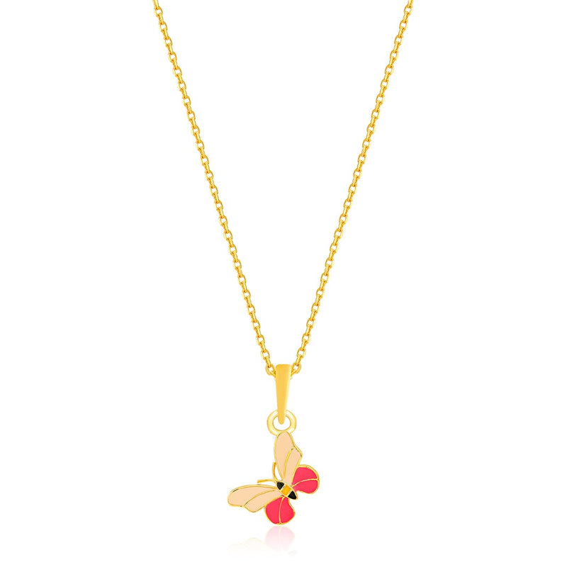 Kids Colourful Butterfly Gold Pendant with Chain